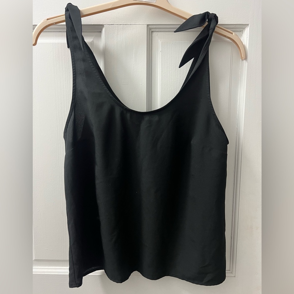 Black tank with tie shoulder detail